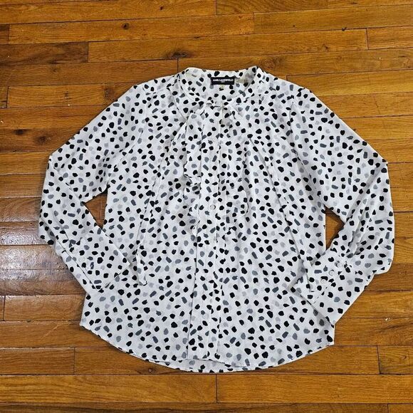 Karl Lagerfeld Tops - Karl Lagerfeld Shirt Womens Medium White Animal Print Blouse